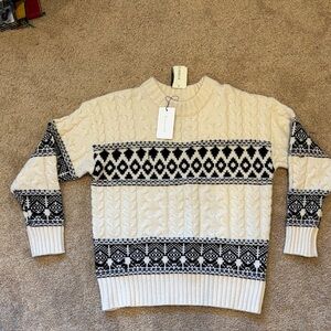 New NWT Line and Dot Fair Isle Pullover Sweater Size XS